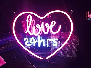 Amazon.co.jp: ネオンサイン『love 24hrs』NEON SIGN ピンク 白